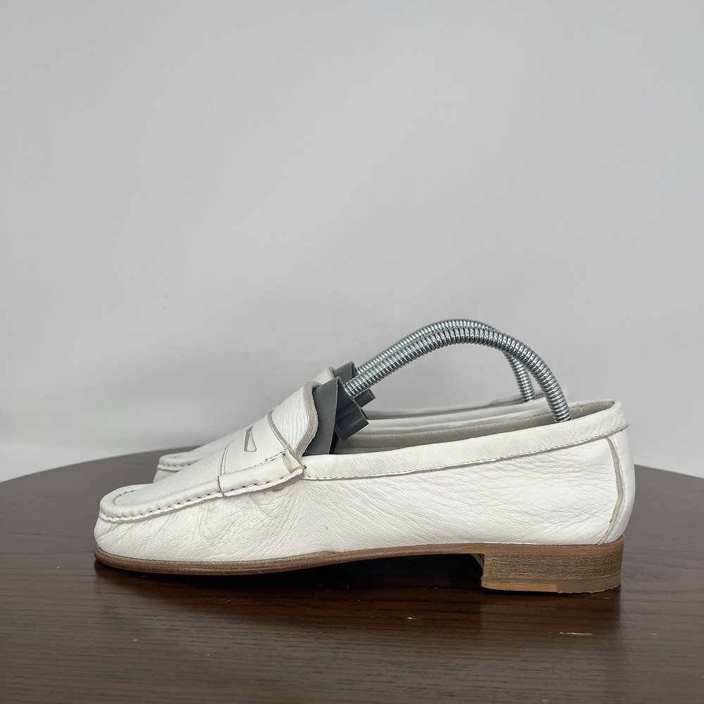 Coach Penny Shoes‎ Women's 6.5B White Leather Loafers Career Made in Italy